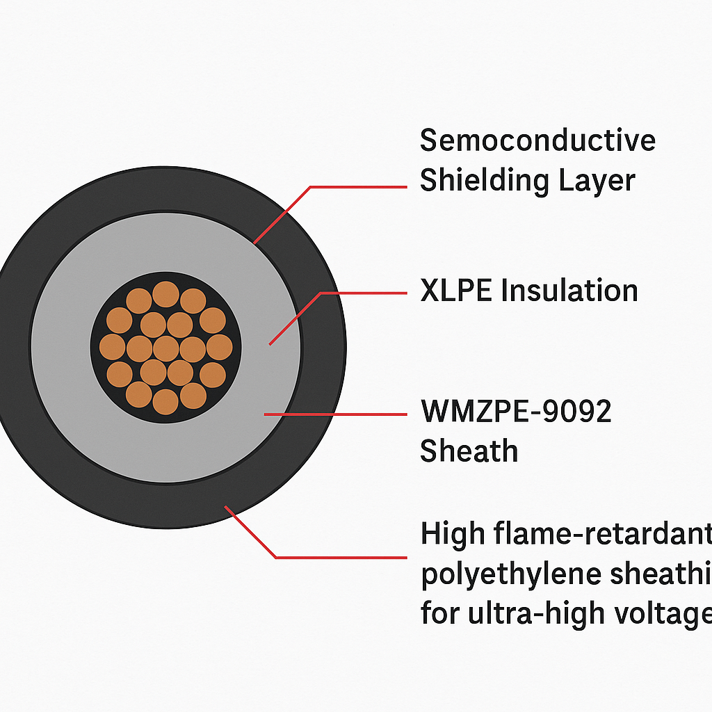 WMZPE-9092: High flame-retardant polyethylene sheathing for ultra-high voltage power cables